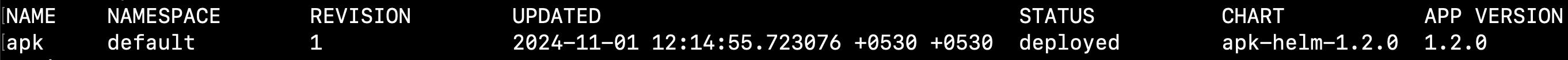 Helm List Output