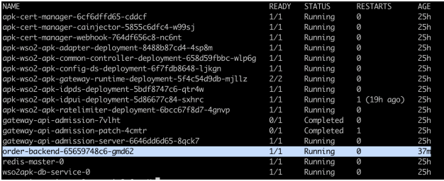gRPC backend pod running